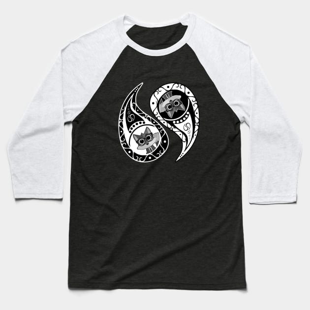 Yin-Yang Fox Nerd Baseball T-Shirt by adamzworld